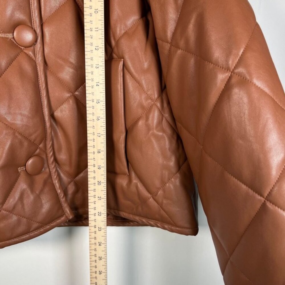 NWT ELIE TAHARI Faux Leather Button Front‎ Quilted Boxy Jacket Pockets LARGE - Picture 10 of 16